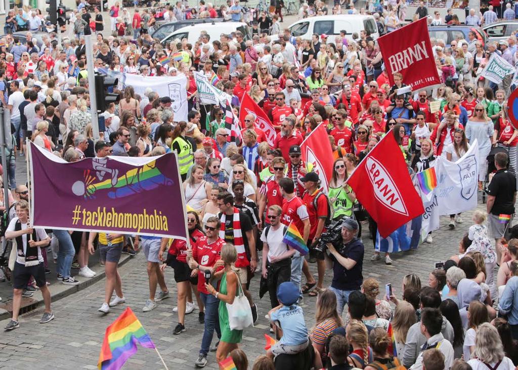 Kommunikasjon Kampanjen #tacklehomophobia i Bergen Pride paraden 2018.