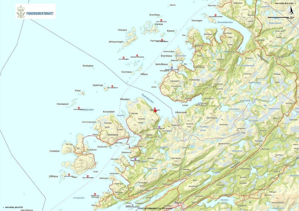 2. Materiale og metode 2.1 Område og stasjonsvalg Lokaliteten ligger i sørlige deler av Skjørafjorden i Åfjord Kommune, Trøndelag.