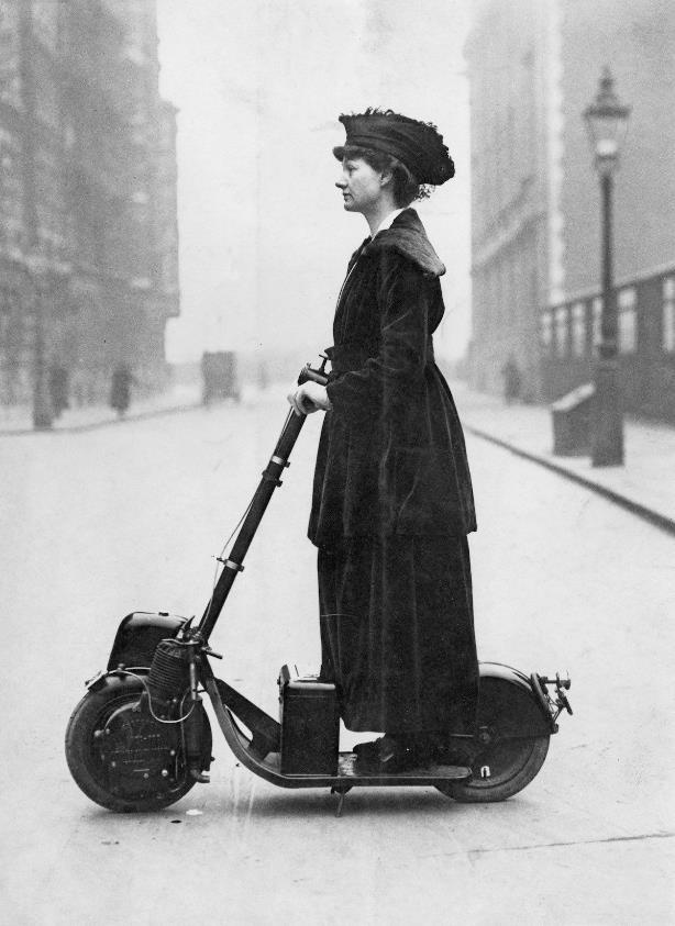 82 c. 1916 Lady Norman on her scooter.