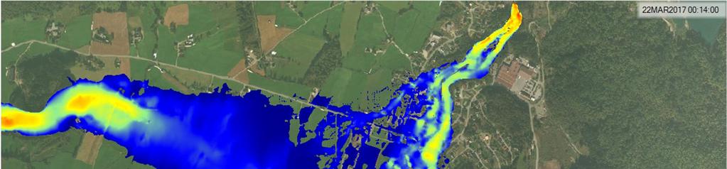 Vannhastighet m/s Figur 7: Modellresultat for vannhastighet (m/s) ved 200-årsflom i Storelva og