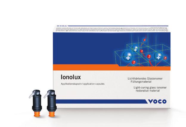 990,- Ionolux Lysherdende glassionomer fyllingsmateriale i 5 farger estetiske fyllinger uten kondisjonering eller bonding kort arbeidstid individuell justerbar ved lysherding Ionolux