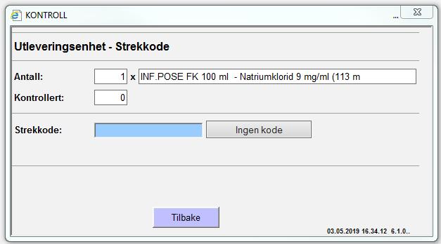 Strekkode Registrer korrekt vare ved å lese av strekkoden med skanneren. NB!