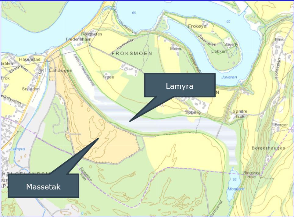 LAMYRA-HYDROGEOLOGISK KONSEKVENSVURDERING AV MASSETAK 5 Lamyra er en kroksjø som