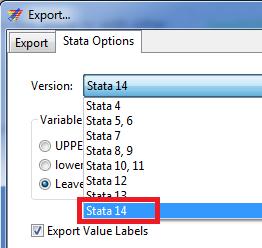Deretter velger du versjon 14 av STATA.