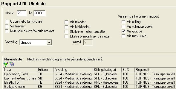 Rapport 20 - Ukeliste Ukeliste viser hvordan hver enkelt person