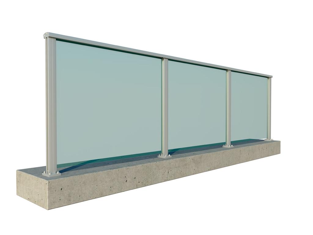 G-Line Bergen - TOPPMONTERT Stender AL 5x60mm Håndløper AL 8x5mm Glass Sikkerhetsglass