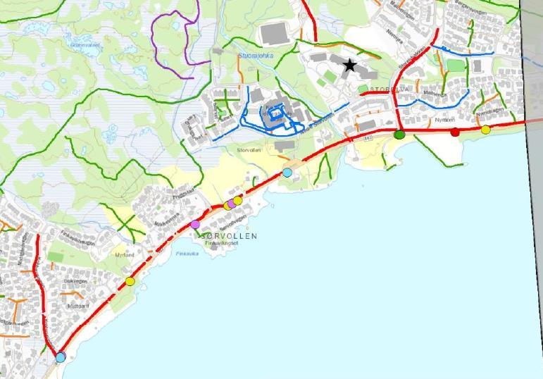 2 Vurdering av trafikksikkerhet på skoleveg 2.1 Ulykkesdata Rambølls analyse med ulykker fra 2005 2014, viser en viss opphopning av ulykker (3 stk.