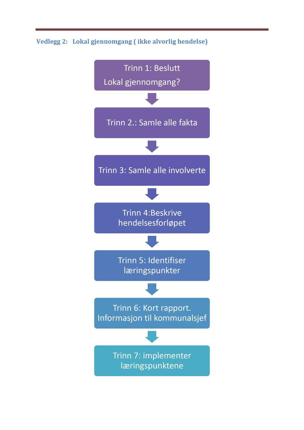 Læring av Hendelser Vedlegg 2: Lokal gjennomgang ( ikke alvorlig hendelse) Trinn 1: Beslutt Lokal gjennomgang? Trinn 2.