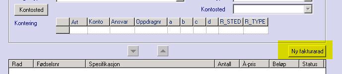 Ny fakturarad 1. Trykk Ny fakturarad knappen 2. Dato f.o.m. og t.