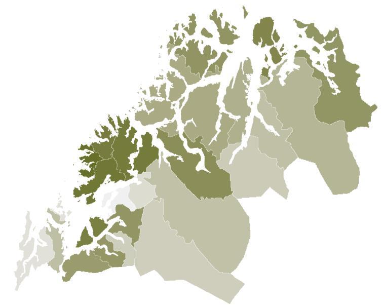 Kilde: SSB og Menon Economics Figuren til venstre viser eksport fordelt på de ulike kommunene i Troms.