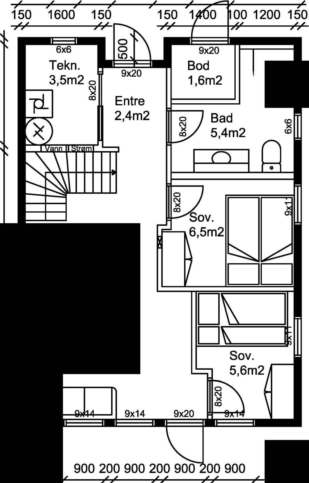 Stue/kjøkken 23,9m2