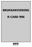 BRUKSANVISNING R-CARD 996