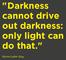 Darkness cannot drive out darkness: only light can do that. Martin Luther King