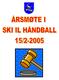 Ski IL Håndball Årsmøtedokument 2005 INNHOLD. Innkalling og agenda side 3. Styrets årsrapport for 2004. side 4. Regnskapet for 2004.