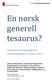 En norsk generell tesaurus?