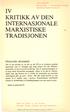 IV KRITIKK A V DEN INTERNASJONALE MARXISTISKE TRADISJONEN