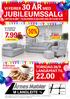 22.00 JUBILEUMSSALG LØP OG KJØP TILBUDENE GJELDER UKE 39 T.O.M 1/10 50% TORSDAG 28/9 LANGÅPENT TIL 2.995,- ELISABETH 3+2 SETER