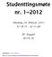 Studenttingsmøte nr. 1~2012