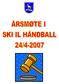 Ski IL Håndball Årsmøtedokument 2007 INNHOLD. Innkalling og agenda side 3. Styrets årsrapport for side 4. Regnskapet for 2006.