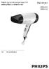 Hairdryer. Register your product and get support at   HP4962/22 HP4961/22. Brukerhåndbok