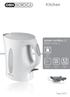 Kitchen. power cordless // Type kettle 1.7 litres // Cordless kettle // On/off switch // Capacity: 1.7 litres // Water level indicator //