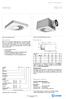 Dimensioner. Materialer og finish. lindab loftarmaturer. RS14 med trykfordelingsboks type H. RS14 med overpart type V